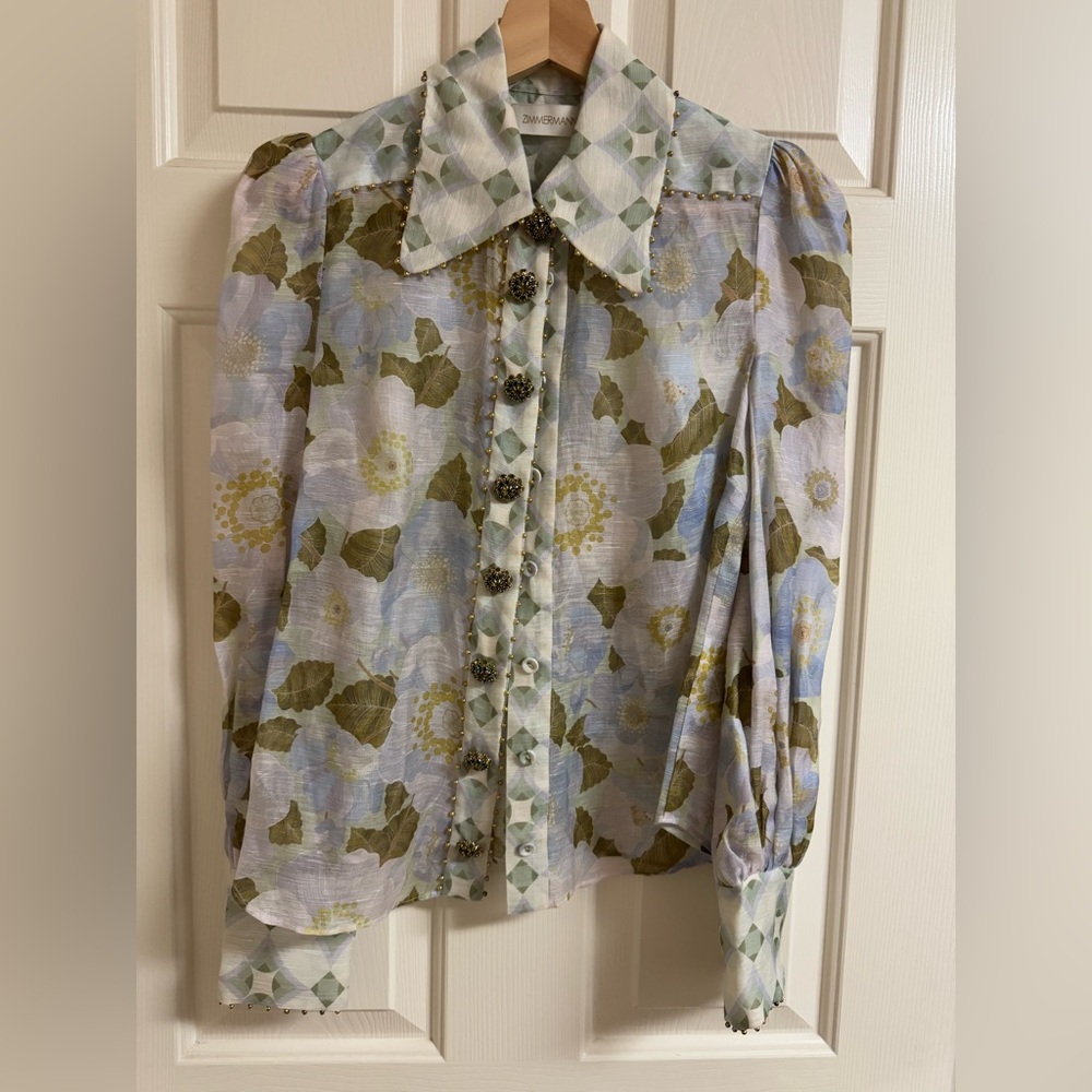NEW Zimmermann linen top crystal details XS